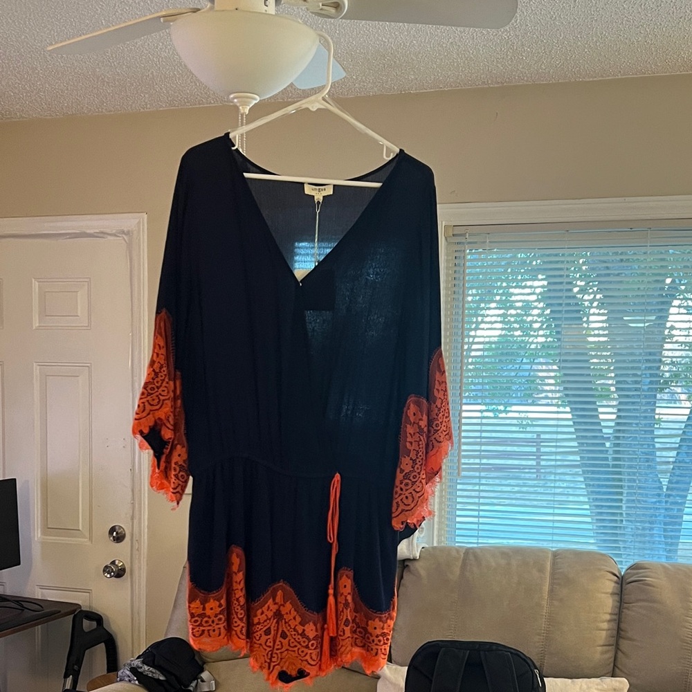 Umgee Black and Orange Jumpsuit